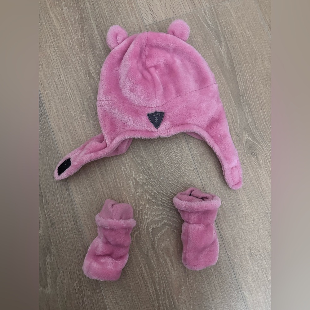 Kombi Pink Toque & Mittens Set (0–6M)